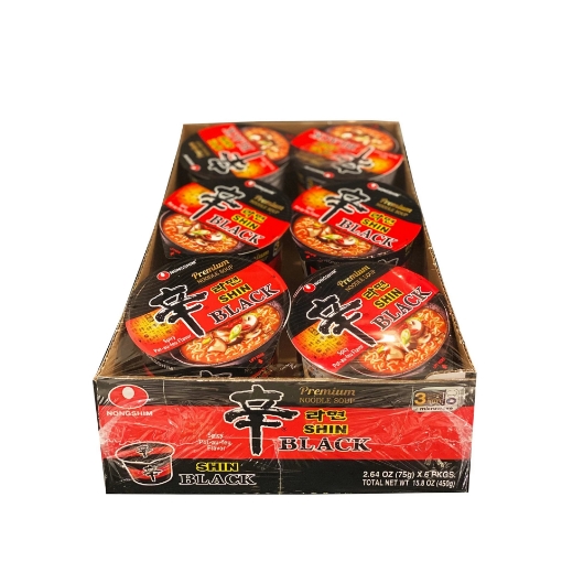 Picture of NongShim Shin Black Instant Noodle Cups 101g (Pack of 6)