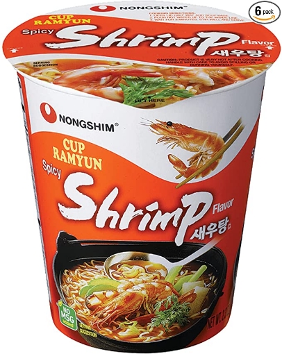 Picture of NongShim Spicy Shrimp Noodle Cups 67g (Pack of 6)