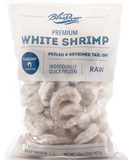 Picture of Raw Shrimp Peeled & Deveined Tail Off 21/25, Frozen 2lbs Bag