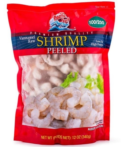 Picture of Frozen Raw Shrimp Peeled & Deveined Tail Off 100/200-12oz